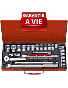 Coffret 21 pièces Douilles métriques 6 pans carré 1/2