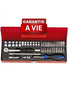 Coffret à Cliquet 45 pièces Douilles métriques 6 pans carré 1/4