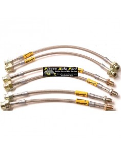 6 Flexibles de freins Avant + Intermédiaire + Arrière renforcées type Aviation PEUGEOT 306 S16 Bv.6 Année 1993 à 1997
