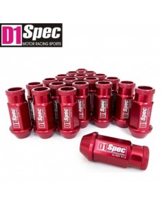 20 Ecrous de roue coniques ouverts Alu Rouge Filetage 12x150