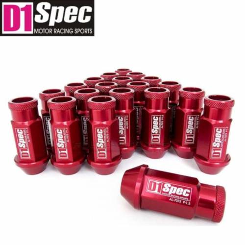 20 Ecrous de roue coniques ouverts Alu Rouge Filetage 12x150