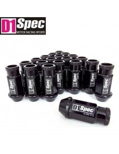 20 Ecrous de roue coniques ouverts Alu Noir Filetage 12x150