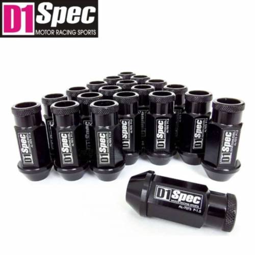 20 Ecrous de roue coniques ouverts Alu Noir Filetage 12x150