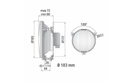 Phare anti-brouillard extra-plats encastrable sur rotules 183mm cotes