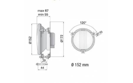 Phare anti-brouillard extra-plats encastrable sur rotules 152mm cotes