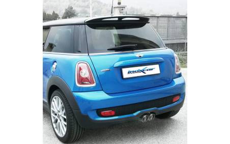 Terminal racing Inox sans silencieux sorties Racing 2x80mm Mini Cooper S R56 1l6 sur véhicule