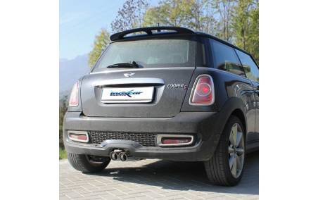 Silencieux échappement Inox sorties Racing 2x80mm Mini Cooper S R56 1l6 184cv sur véhicule