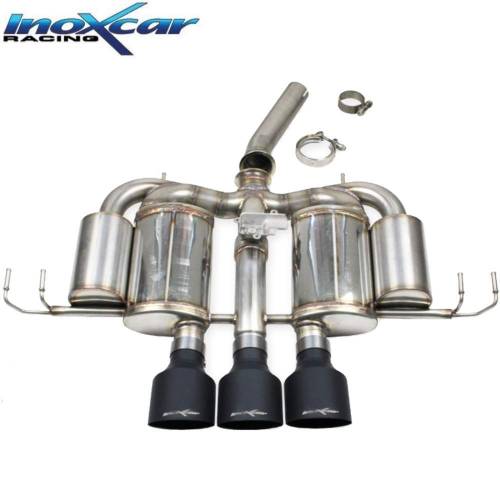 Silencieux échappement Inox 3 sorties Racing Black + valve Honda Civic Type-R  329cv