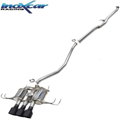 Ligne échappement Inox 70mm 3 sorties Racing Black + valve Honda Civic Type-R FL5 329cv