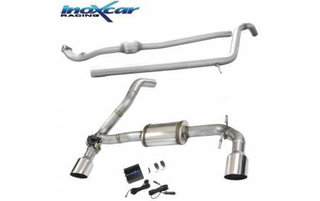 Ligne échappement Inox avec Silencieux duplex + valve sorties racing 102mm FIAT 500 Abarth 1l4 T-Jet