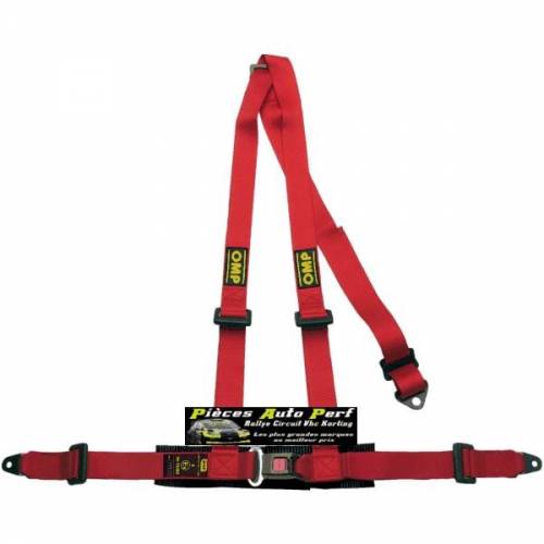 Harnais routier 3 points de fixation par vis OMP ROAD 3 Rouge/Bleu/Noir