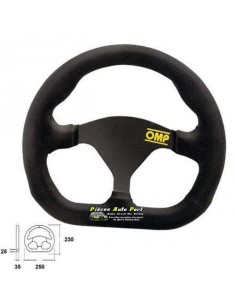 Volant Monoplace Diamètre 250mm OMP Quadro Peau retournée Noir