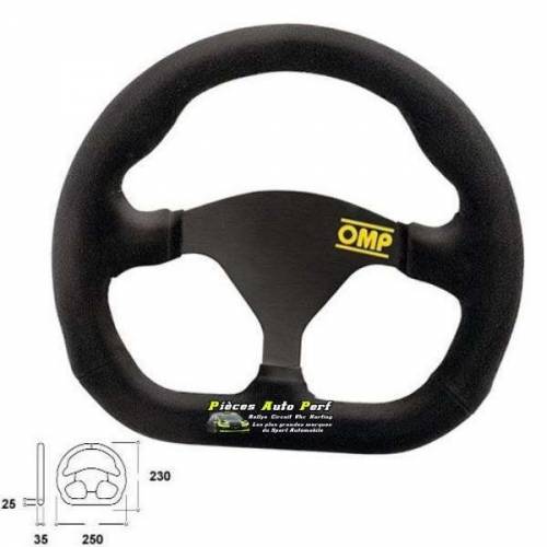 Volant Monoplace Diamètre 250mm OMP Quadro Peau retournée Noir