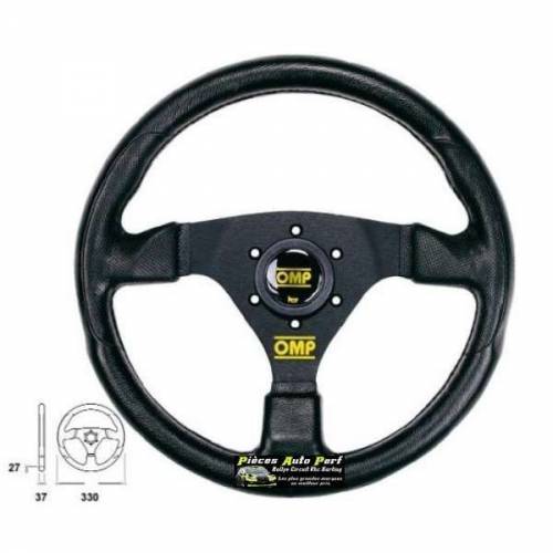 Volant 3 branches Noir diamètre 330mm OMP Racing GP Simili Cuir Noir