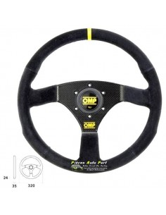 Volant 3 branches Noir diamètre 320mm OMP 320 Carbone Peau retournée Noir