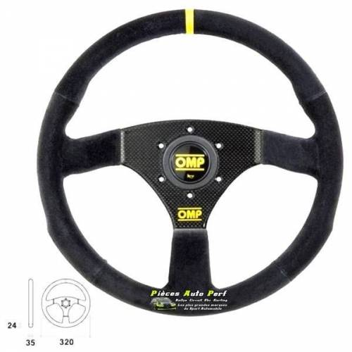 Volant 3 branches Noir diamètre 320mm OMP 320 Carbone Peau retournée Noir