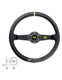Volant 2 branches Noir diamètre 350mm OMP Rally Cuir Noir