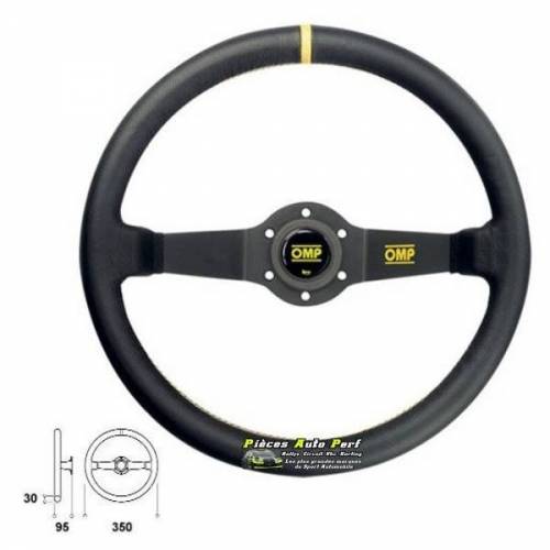 Volant 2 branches Noir diamètre 350mm OMP Rally Cuir Noir