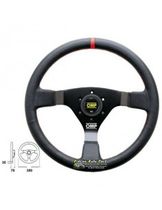 Volant 3 branches Noir diamètre 350mm OMP Wrc Cuir Noir