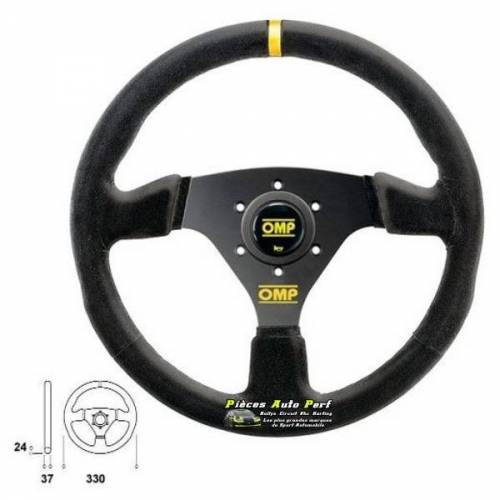 Volant 3 branches Noir diamètre 330mm OMP Targa Peau retournée Noir