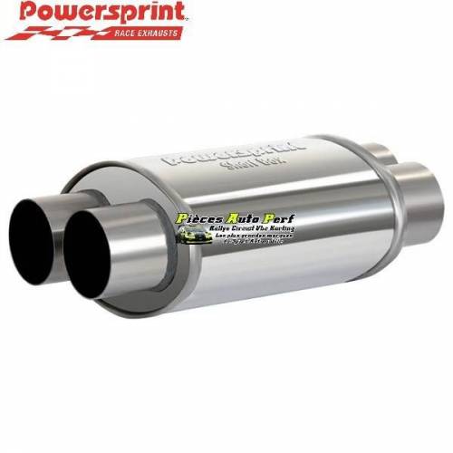 Silencieux intermédiaire Short-box ovale Inox 2x2 Diamètre 60mm