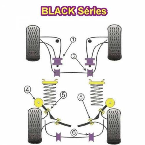 2 Silentblocs renforcés Black pour Arrière de triangle inférieur avant BMW E30