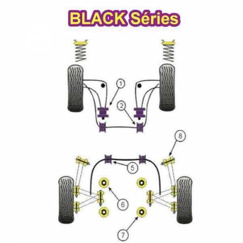 2 Silentblocs renforcés Black pour l'Arrière des bras arrière BMW E36