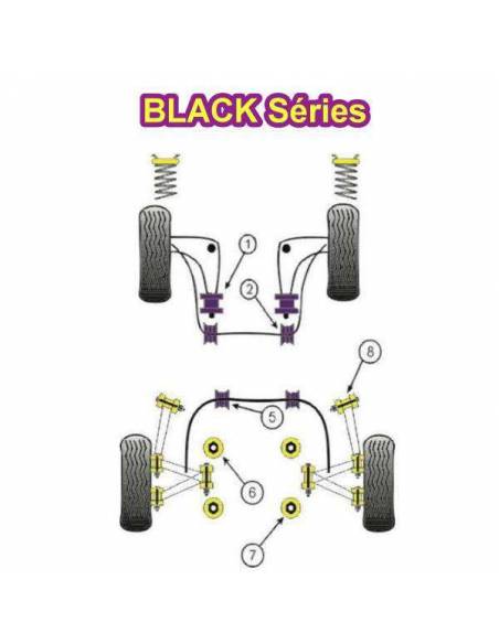 2 Silentblocs renforcés Black pour l'Arrière des bras arrière BMW E36