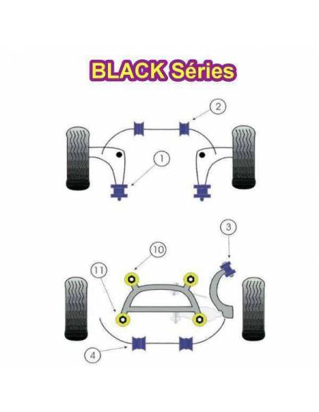 2 Silentblocs renforcés Black pour Arrière de triangle avant BMW E46