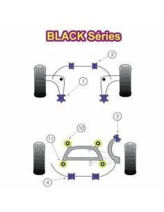 2 Silentblocs renforcés Black pour Palliers barre anti-roulis avant BMW E46