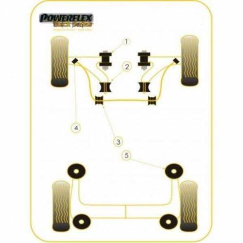 4 Silentblocs renforcés black pour Support de traverse arrière avec Boulon M12 PEUGEOT 106