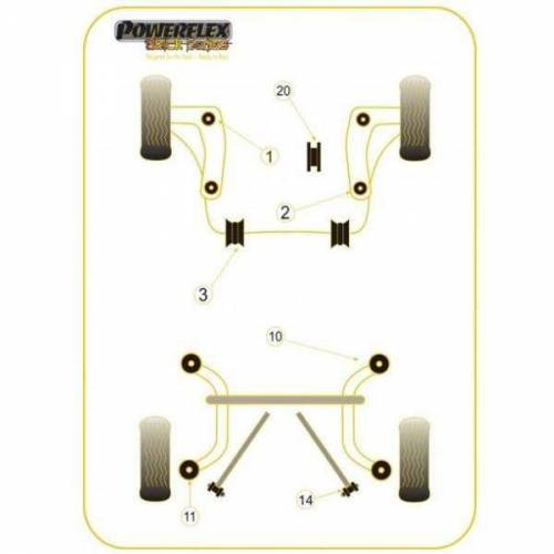 2 Silentblocs renforcés Black pour Arrière de triangle avant PEUGEOT 206