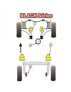 2 Silentblocs renforcés Black pour Traverse arrière PEUGEOT 306
