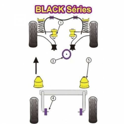 2 Silentblocs renforcés Black pour Traverse arrière PEUGEOT 306