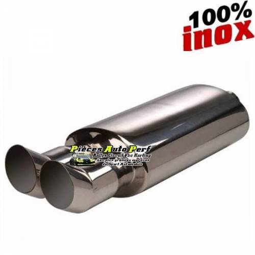 Silencieux échappement arrière Inox 2 sorties DTM 70mm PEUGEOT 307 2l0 16v