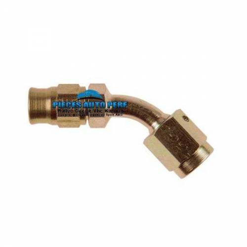 Raccord femelle coudé 45° tournant concave Filetage 7/16x20 pour durite Dash 4