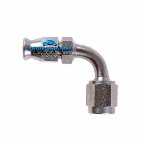 Raccord femelle coudé 90° tournant concave Filetage 3/8x24 pour durite Dash 3