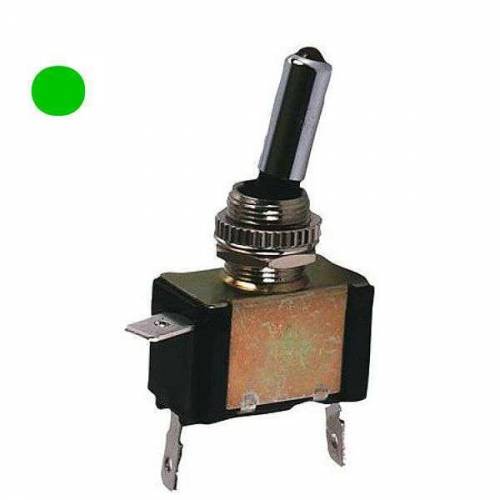 Interrupteur à bascule 2 positions 20Ah avec Led verte