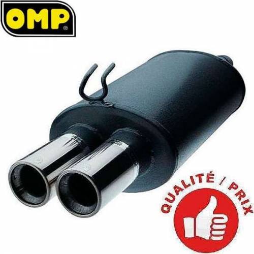 Silencieux Echappement arrière Universel Acier/Inox 2 sorties Ronde 76mm