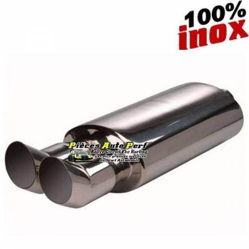 Silencieux échappement Inox 2 sorties DTM 76mm Volkswagen Polo 6N 1l6 16v