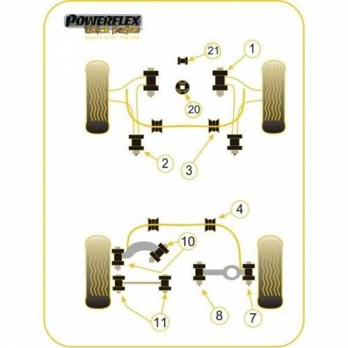 2 Silentblocs renforcés Black pour Avant de triangle avant de Ford Focus 2 RS