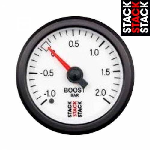 Manomètre pression de Turbo STACK Diamètre 52mm -1/+2 Bars fond Blanc
