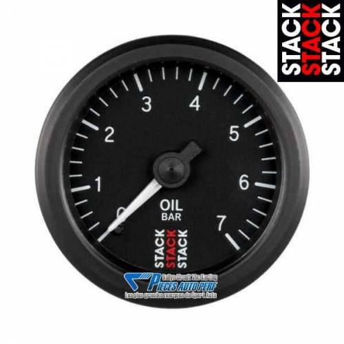 Manomètre pression d'Huile STACK Diamètre 52mm 0/7 Bars fond Noir
