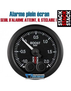 Manomètre pression de Turbo STACK PRO-CONTROLE Diamètre 52mm -1/+2 Bars fond Noir