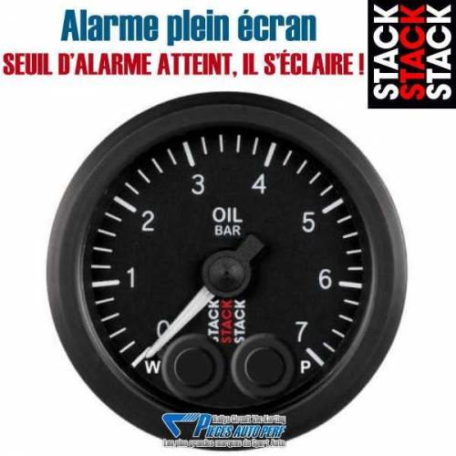Manomètre pression d'huile STACK PRO-CONTROLE 52mm 0/7 Bars
