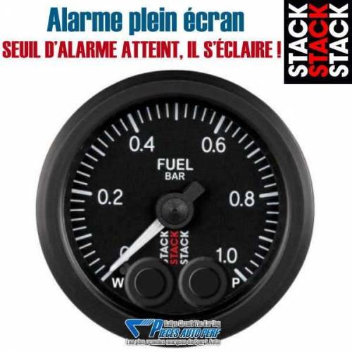 Manomètre pression d'essence STACK PRO-CONTROLE 52mm 0/1 Bar
