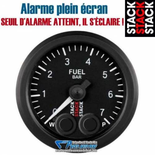 Manomètre pression d'essence STACK PRO-CONTROLE 52mm 0/7 Bars