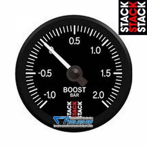 Manomètre pression de Turbo STACK PRO Diamètre 52mm -1/+2 Bars fond Noir
