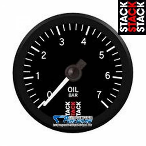 Manomètre pression d'Huile STACK PRO Diamètre 52mm 0/7 Bars fond Noir