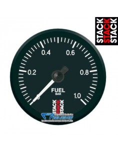 Manomètre pression d'Essence STACK PRO Diamètre 52mm 0/1 Bar fond Noir
